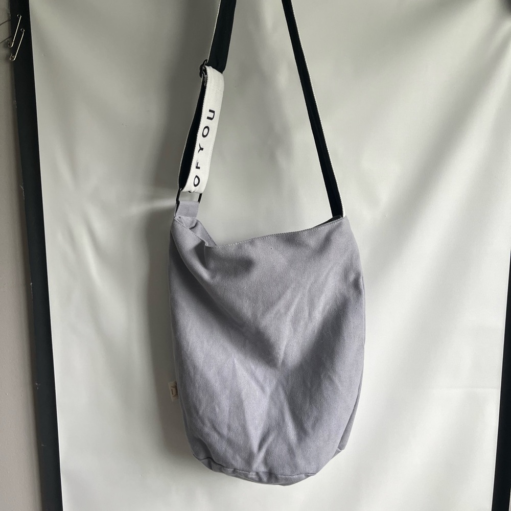Gray Canvas Shoulder Bag